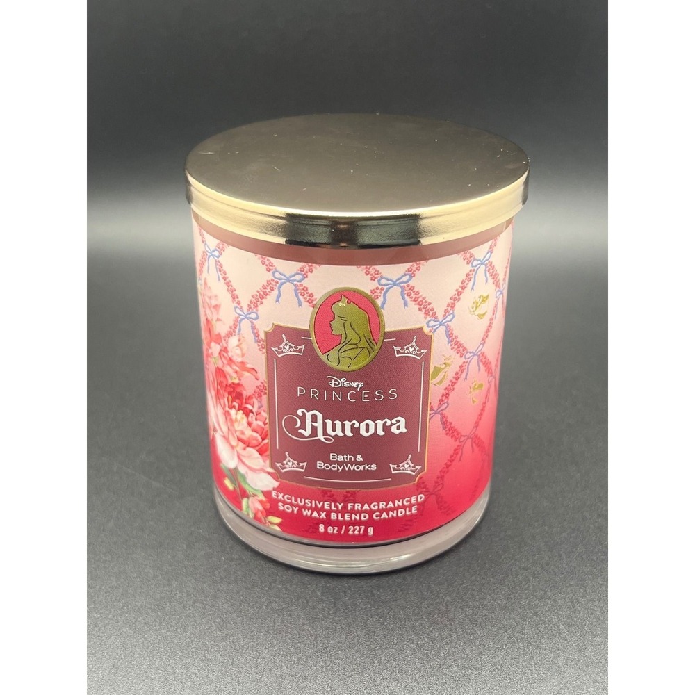 Bath & Body Works Disney Princess Aurora Candle 8oz Soy Wax Rose Sandalwood